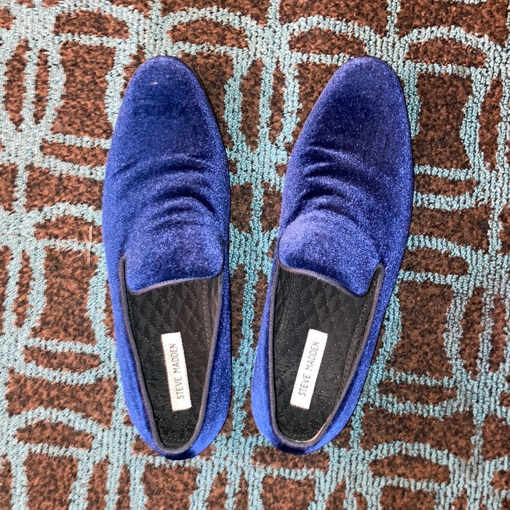 Blue Velvet Steve Madden Slip Ons